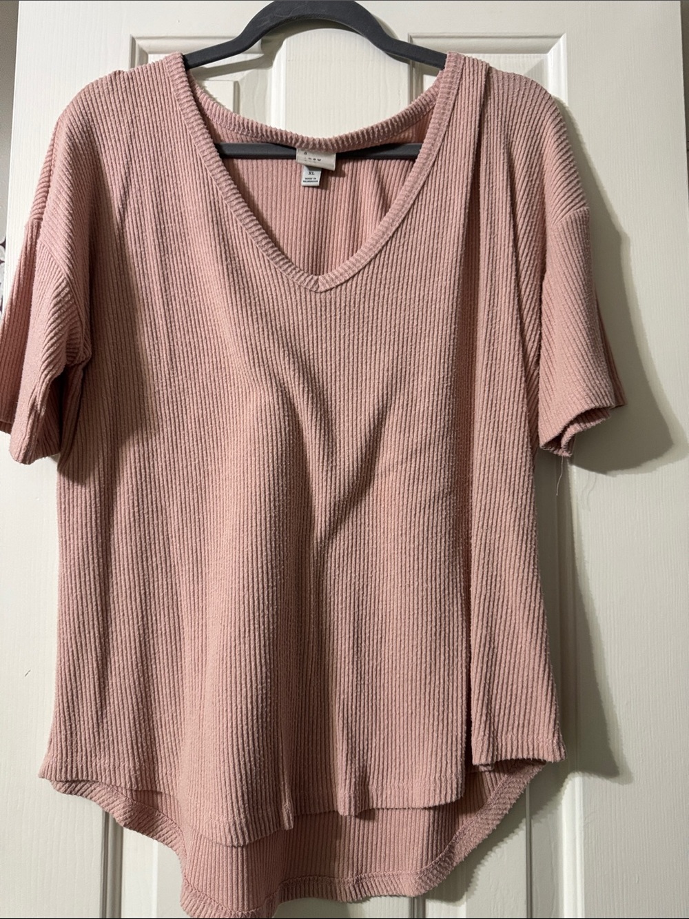 a new day Dusty Rose Waffle V-Neck Short Sleeve Top